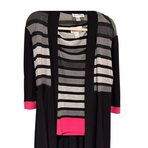 Joseph Ribkoff Cardigan & Tank Set Size 10/12 | Striped Retro Vibes Officecore